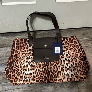 Brown Cheetah Leopard print Cavalli Class Weekender Bag Large tote Zip Up